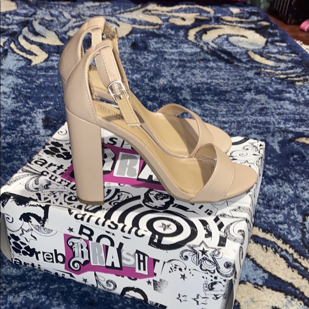 Nude strappy heels